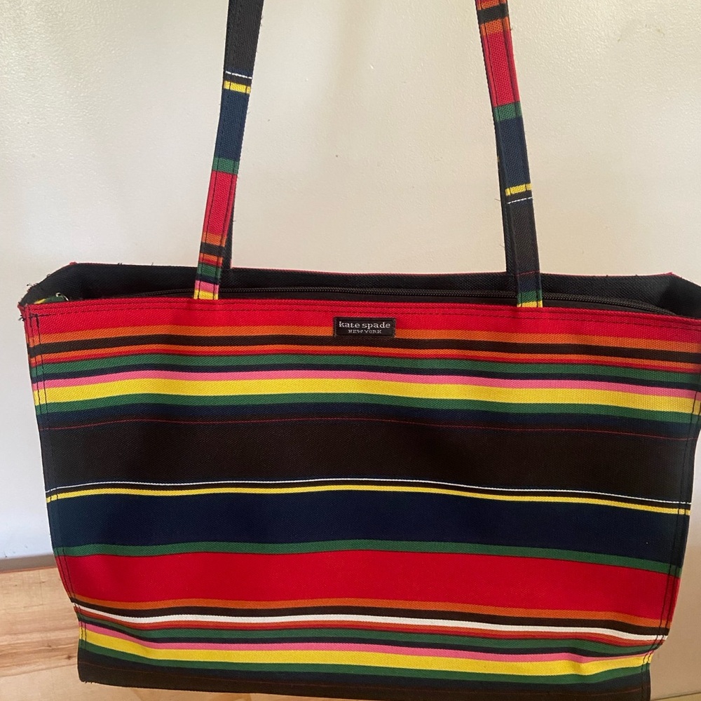 Kate Spade Red and Yellow Striped Tote
Size 15”W X 12”L with Strap 25” L